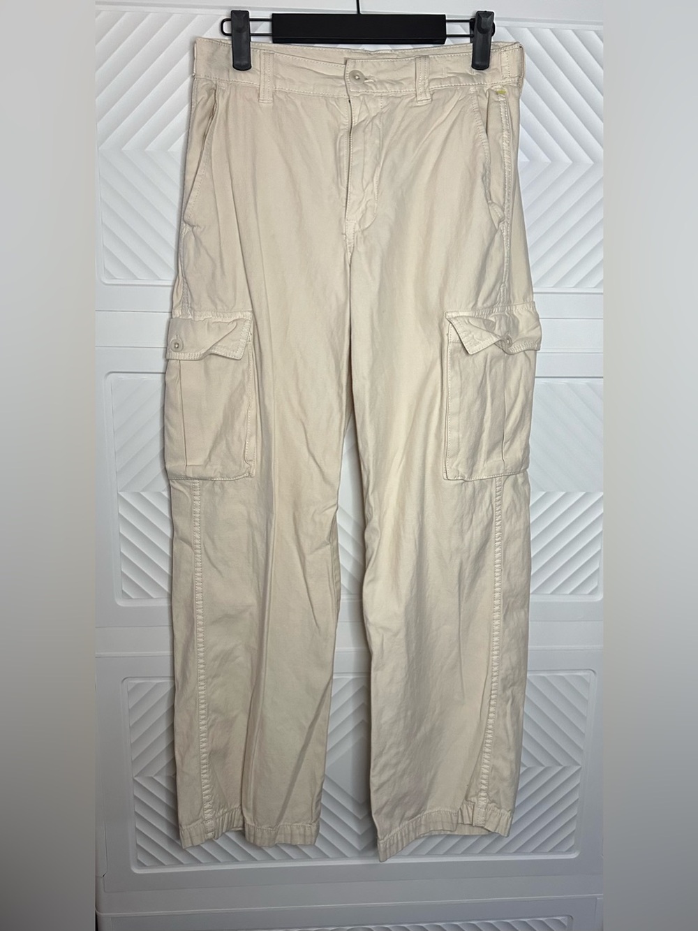 Madewell Cream Wide-Leg Cargo Trousers